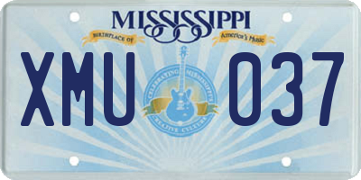 MS license plate XMU037