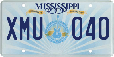 MS license plate XMU040