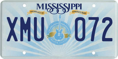 MS license plate XMU072