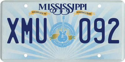 MS license plate XMU092