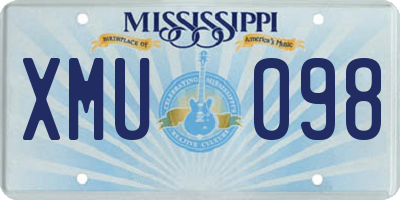 MS license plate XMU098