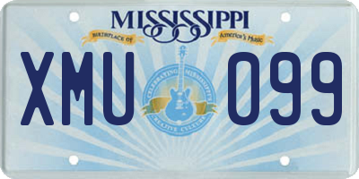 MS license plate XMU099