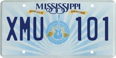 MS license plate XMU101