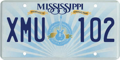 MS license plate XMU102