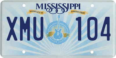 MS license plate XMU104