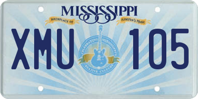 MS license plate XMU105