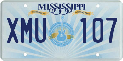 MS license plate XMU107