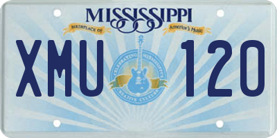 MS license plate XMU120
