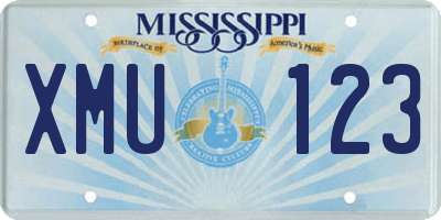 MS license plate XMU123
