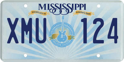 MS license plate XMU124