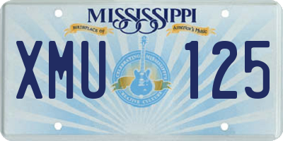 MS license plate XMU125