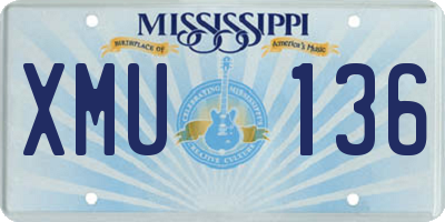 MS license plate XMU136