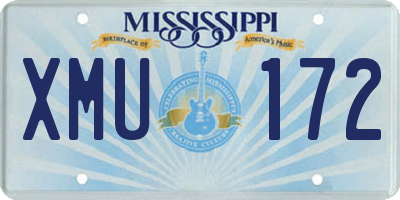 MS license plate XMU172
