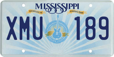 MS license plate XMU189