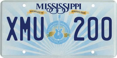MS license plate XMU200