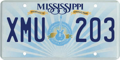 MS license plate XMU203
