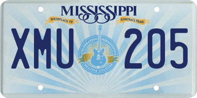 MS license plate XMU205
