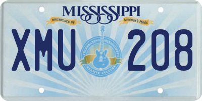 MS license plate XMU208