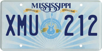 MS license plate XMU212
