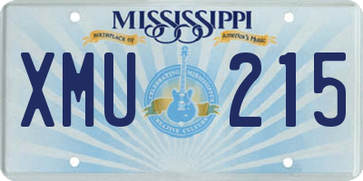 MS license plate XMU215