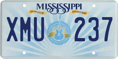 MS license plate XMU237