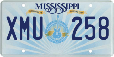 MS license plate XMU258