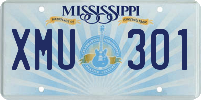MS license plate XMU301