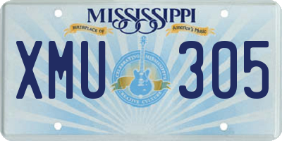 MS license plate XMU305