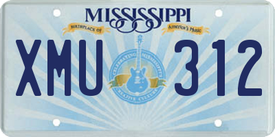 MS license plate XMU312