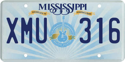 MS license plate XMU316