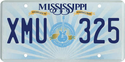 MS license plate XMU325