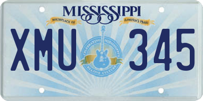 MS license plate XMU345