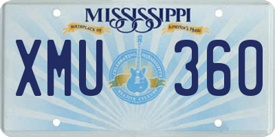 MS license plate XMU360