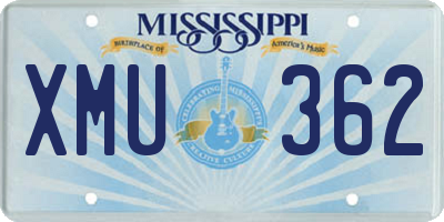 MS license plate XMU362