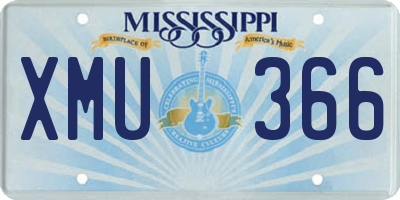 MS license plate XMU366