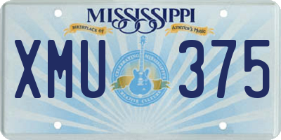 MS license plate XMU375