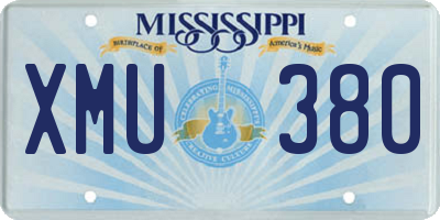 MS license plate XMU380