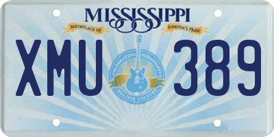 MS license plate XMU389