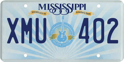 MS license plate XMU402