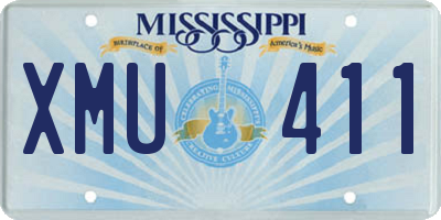 MS license plate XMU411