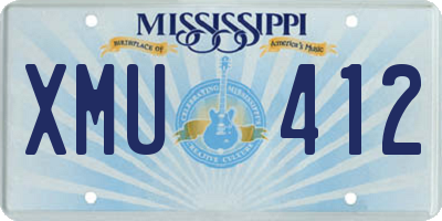 MS license plate XMU412