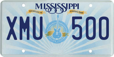 MS license plate XMU500