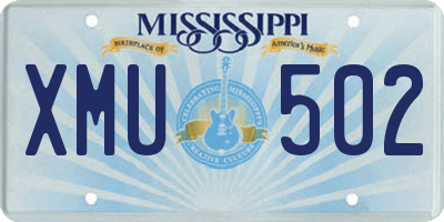 MS license plate XMU502