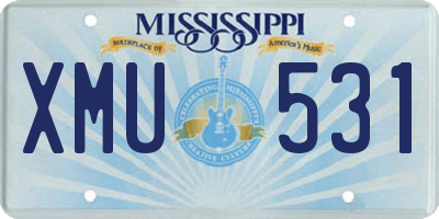 MS license plate XMU531