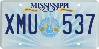 MS license plate XMU537