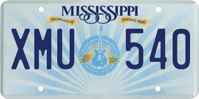 MS license plate XMU540