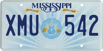 MS license plate XMU542