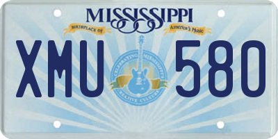 MS license plate XMU580