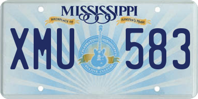 MS license plate XMU583