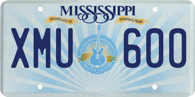 MS license plate XMU600